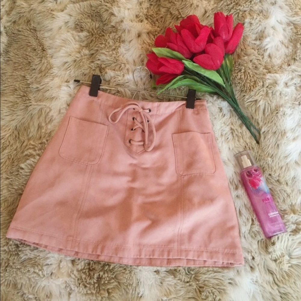 Hollister pink suede mini skirt